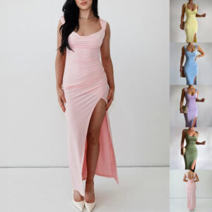 b61ec850-6fd3-4a1c-afc7-c5482a95cc16.jpg Slim Sleeveless Slit Dress With Back Tie Design Fashion Temperament Dresses For Women Clothing