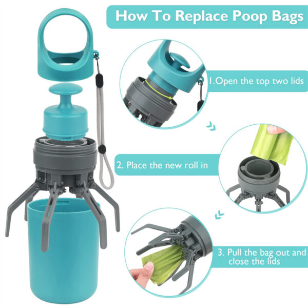 b8e740d4-7cfb-4fa8-8ae6-83ac090752c6.jpg Portable Lightweight Dog Pooper Scooper With Built-in Poop Bag Dispenser Eight-claw Shovel For Pet Toilet Picker Pet Products