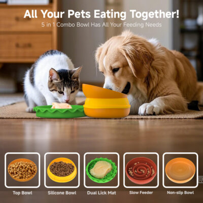 b99ead7d-db51-4bf6-9a41-89378417691b.jpg Hamburger Appearance Pet Cat And Dog Bowl Combination Multi-layer Five-in-one