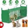 bab114e1-d445-42f1-95fa-077093d5640e.jpg 32in 2 Door Live Animal Cage Trap With Glove Green For Animals Under 12LBS Easy To Setup Humane Galvanized Iron Trap Cage For Rabbits Groundhogs Skunk Opossums Nutria Stray Cats