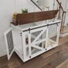 bb8ca749-0db9-4371-898d-9259d4a8eb6f.jpg 47.2 Mobile Dog Crate With Flip-Top Feeding Door, Dual-Access & 5 Caster System 2 Locking, Side Hooks - Multi-Functional Pet Kennel,double Dog Crate Furniture