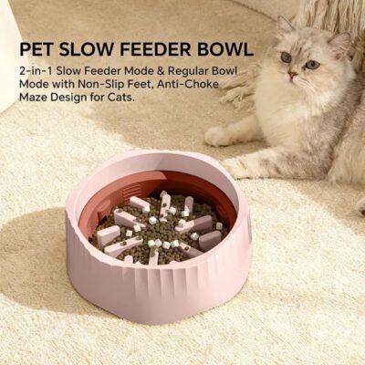 bd72597d-b1b3-434c-bd37-65fd4e1d479e.jpg Pink-Dual-purpose Slow Food Bowl, Fast&slow Food Can Be Freely Switched To Adapt To Different Pet Eating Habits, Cross-border Hot Selling Pet Supplies
