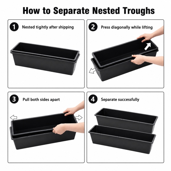 2-piece Dual-purpose Plastic Livestock Feed Trough Suitable For Daily Feeding Of Horses, Goats, Pigs And Other Animals Widely Adaptable To Home Backyards, Pastoral Fences, Livestock Sheds And Other