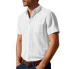 c03f134a-e5d1-4a1a-af32-ad0885621bc7.jpg Solid Color Linen Shirt Short Sleeve Men