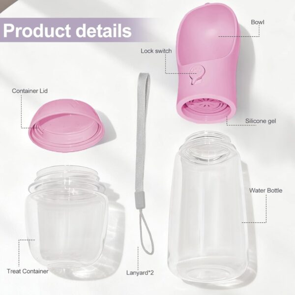 c3bfadc1-fbf7-4cc1-b4ee-23b8d5bcfd2a.jpg Portable Dog Water Bottle With Food Container, Drinking Bottle For Travel 2 In 1 Dog Water Bowl, Leak Proof Pet Water Dispenser, BPA Free, Puppy Essentials, For Walking Hiking