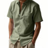 c47508bc-a15e-4d3f-9b46-43de03351606.jpg Solid Color Linen Shirt Short Sleeve Men