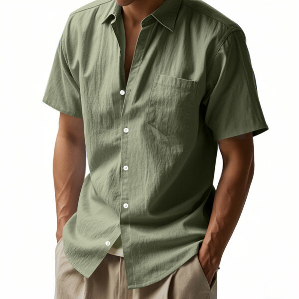 c47508bc-a15e-4d3f-9b46-43de03351606.jpg Solid Color Linen Shirt Short Sleeve Men