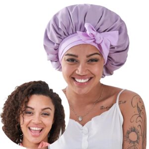 c61d6cfa-4af6-4bd7-be0d-5c0134af7cd0.jpg Silk Bonnet For Sleeping Women, Satin Hair Bonnet For Sleeping For Wavy Curly Natural Hair Women Men - Red