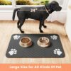 Absorbent Pet Feeding Mat 20x12 Inch, Waterproof Rubber Backing, Dark Gray Striped