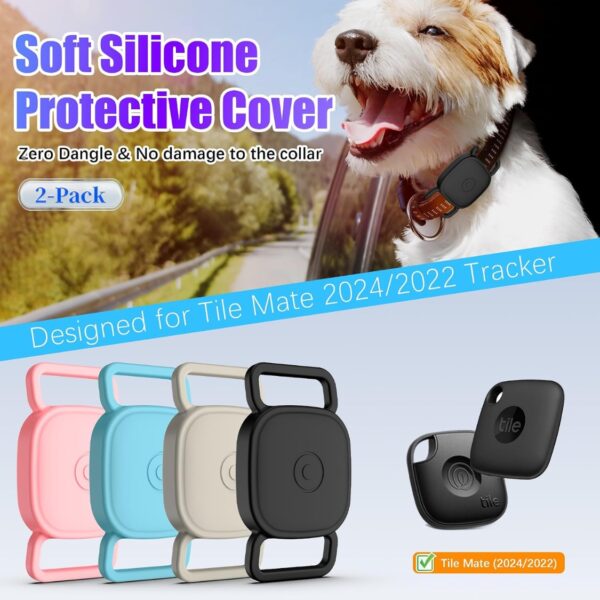 c65f694f-27cf-42c4-b8ad-cbd2ba44f69e.jpg Dog Collar Holder For Tile Mate Waterproof Anti Lost Protective Case With Mate Tile Tracker For Cat Pet Necklace, Soft Silicone