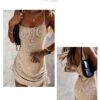 Europe And America Cross Border New Knitted Women Clothing Hollow Slim Strap Dress
