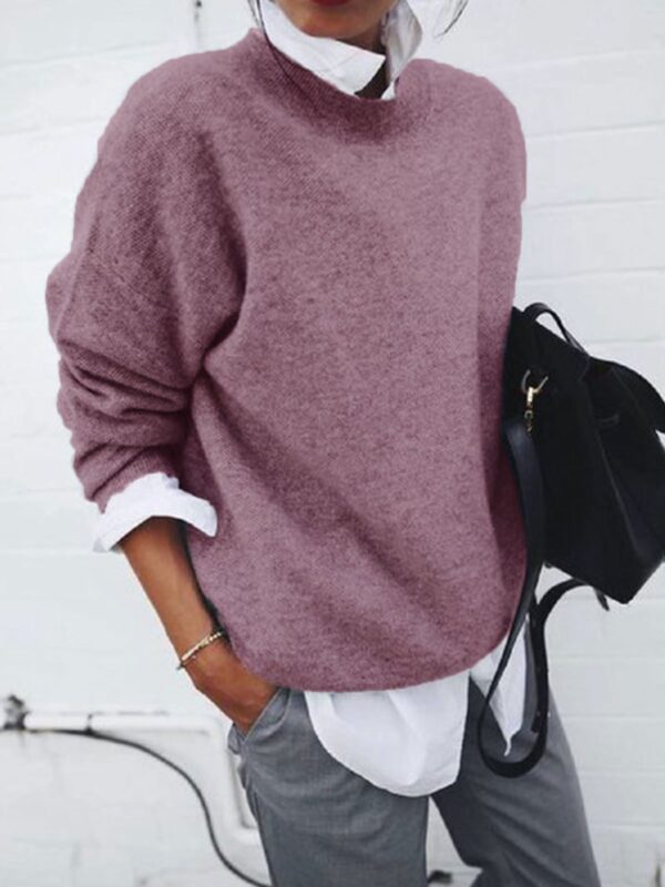 ca0aa47c-6673-441a-b25b-c82e5d1329e6.jpg Fashion Long Sleeve Pullover Sweater Fall And Winter Fashion Solid Color Knitted Tops For Women Clothing