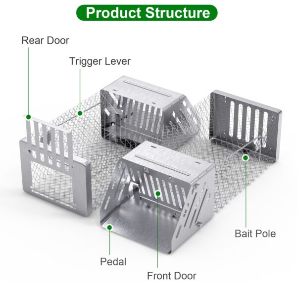 caadfbab-d9f9-4387-8c82-1e88992290d7.jpg 1Pc Automatic Continuous Rat Trap Single Door Mouse Cage Humane Live Animal Trap Cage Indoor Outdoor For Small Rodents Mice Voles