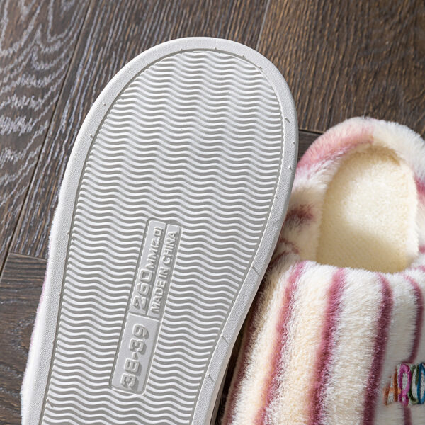 cba35c05-19e7-4d7a-b1c5-8a3f4df4c07f.jpg Ins Plush Striped Slippers Winter Warm Letter Embroidered Shoes Fashion Floor Bedroom Home Slipper For Women Men Couples