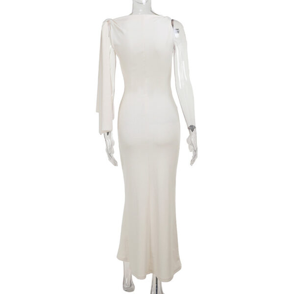 d20b8f83-d620-4db2-a88e-bdb22ac147ad.jpg One-shoulder Ribbon Long Dress Ins Fashion Slim Sleeveless Dresses For Evening Party Club Clothing Women