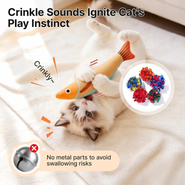d24e16fe-d063-487c-8eb2-a2049404d673.jpg Cat Toys Saury Fish, 3 Pack, Catnip Crinkle Sound, Soft And Durable, Interactive Kitten Kicker For Indoor Kitty