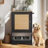 d55bcad3-332e-4d89-aaf1-98df00a22884.jpg Feeding Station With 1 Storage Cabinets, Pet Feeding Station With 2 Elevated Dog Bowls, Side Hooks, Anti-tip Kit, Hidden Pet Feeder Station For Feeding Watering, Black