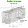 d59fd31d-633b-4a95-a2be-79d7ef2863b0.jpg 1Pc Humane Cat Trap Cage With Waterproof Cover Gloves Catch Release Live Animal Rodent Cage Collapsible Galvanized Wire For Raccoons Beavers Groundhogs Foxes Armadillos