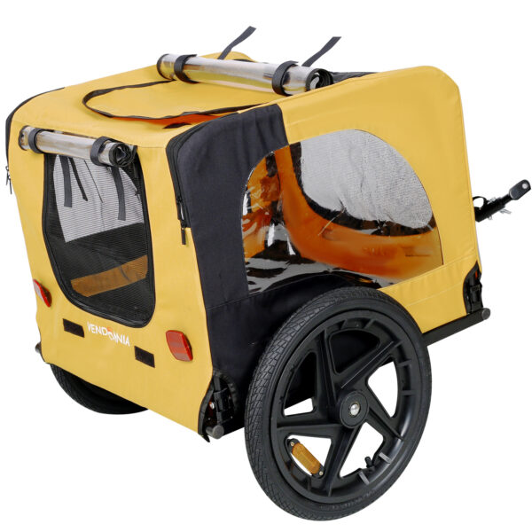 d8bebd81-1743-4cc6-a9fd-49eba6a97e97.jpg Yellow Outdoor Heavy Duty Foldable Practical Pet Stroller Dog Carrier With Bicycle Tow