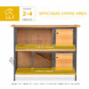 d958a047-3a9d-478a-8dee-1a635b5da5fd-1.jpg 48" 2-Story Large Rabbit Hutch Bunny Cage Wooden Pet House Metal Frame with Rooms, Ramp, No Leak Tray, Feeding Trough, Waterproof Asphalt Roof for Rabbits, Chickens, Ducks, Outdoor/Indoor