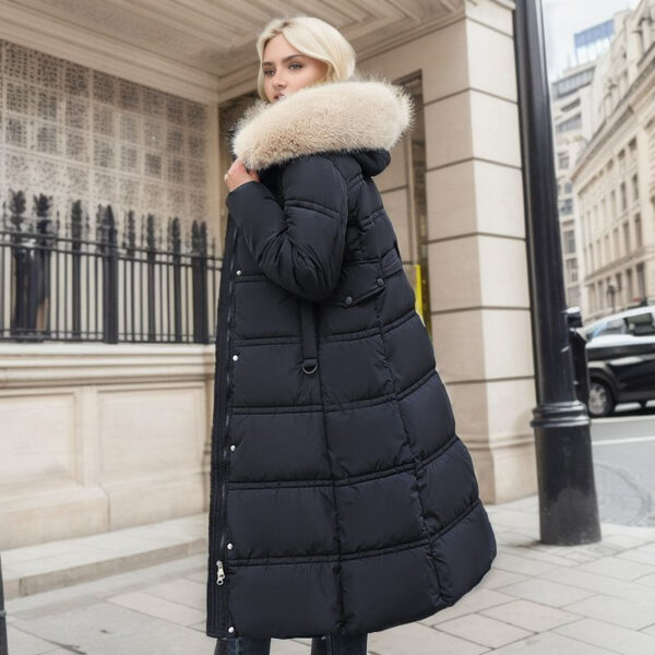 dbdc8da2-c2c1-4c53-bcb4-c396350065b1.jpg Winter Slim Long Jacket With Fur Hood And Belt Fashion Solid Hooded Coat Warm Clothing For Women