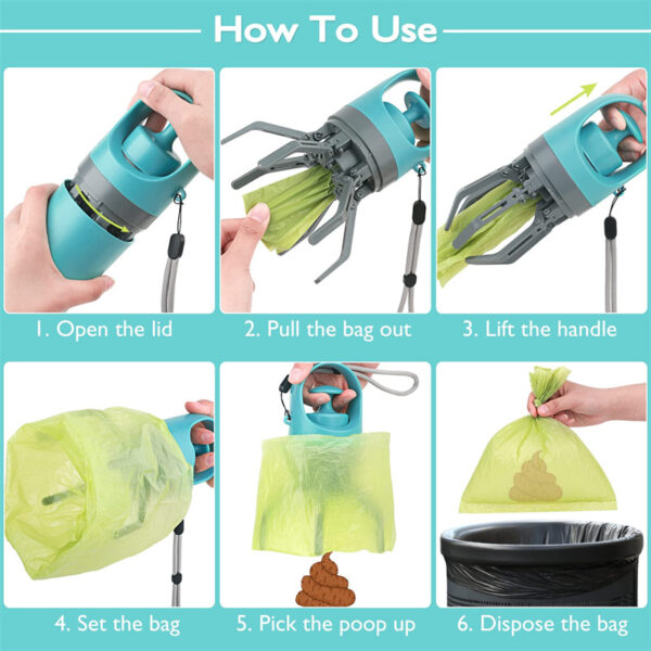 de75c99c-a295-4214-8e59-8fd74c40a8f7.jpg Portable Lightweight Dog Pooper Scooper With Built-in Poop Bag Dispenser Eight-claw Shovel For Pet Toilet Picker Pet Products
