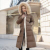 df3b5986-c200-465a-854f-ff4047b3eebc.jpg Winter Slim Long Jacket With Fur Hood And Belt Fashion Solid Hooded Coat Warm Clothing For Women
