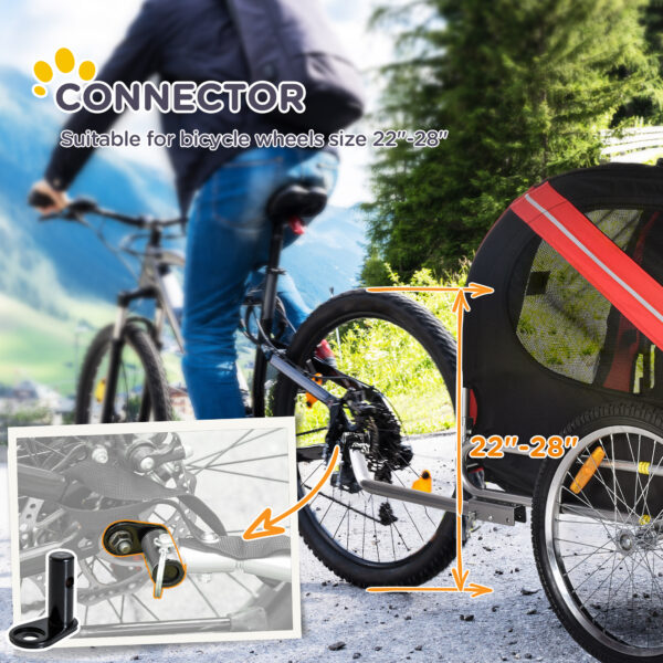 dffd1aa5-da42-4731-82e8-33209a293bc6.jpg Dog Bike Trailer, Pet Wagon Bicycle Trailer With Easy Folding Cart Frame, 20" Large Rubber Wheels, 3 Entrances, Mesh Screen, Pet Bike Trailer For Off-Road & Travel, Red And Black