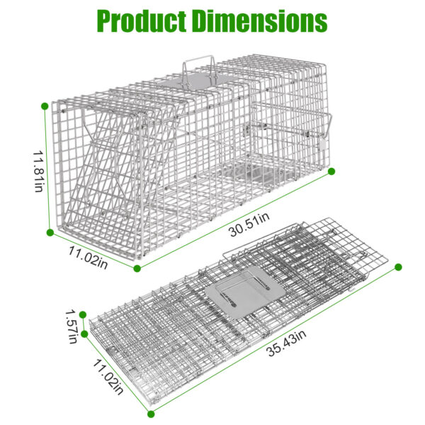 e160eaf8-a77b-43b4-9b43-c9bf330fbc56.jpg 1Pc Humane Cat Trap Cage With Waterproof Cover Gloves Catch Release Live Animal Rodent Cage Collapsible Galvanized Wire For Raccoons Beavers Groundhogs Foxes Armadillos
