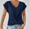 e5b7f5f4-a878-4c19-9abd-c66cde2b1f2e.jpg Fashion V-neck Short-sleeve T-shirt Summer Casual Irregular Knot Top For Women Clothing