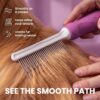 e76b8a25-8c11-438b-ade5-9a351adfbb57.jpg Pet Comb With Long Short Stainless Steel Teeth For Removing Matted Fur, Knots Tangles Detangler Tool Accessories For