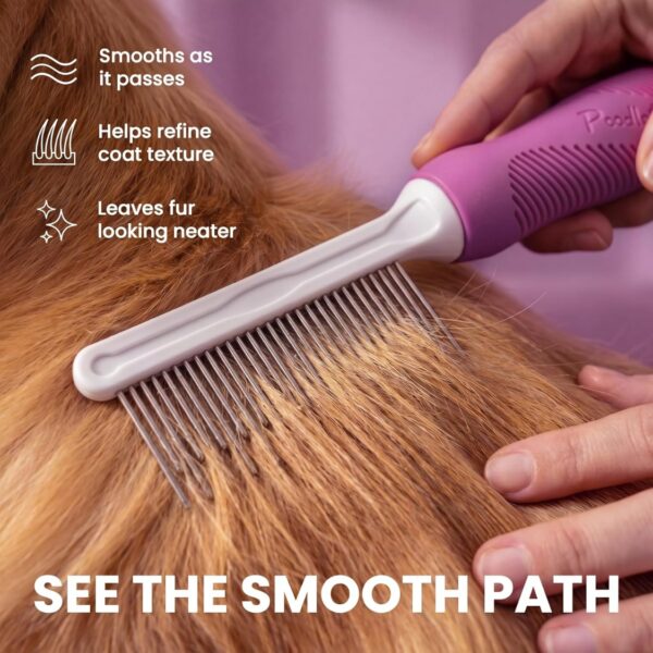 e76b8a25-8c11-438b-ade5-9a351adfbb57.jpg Pet Comb With Long Short Stainless Steel Teeth For Removing Matted Fur, Knots Tangles Detangler Tool Accessories For