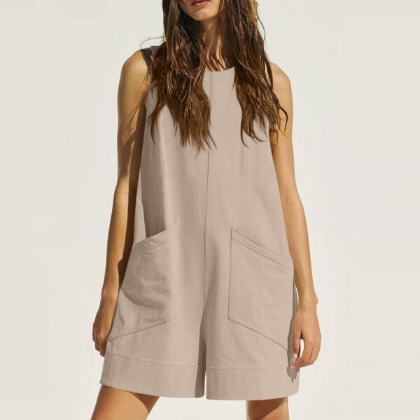 e846244a-1303-4548-9789-ec856a2b1421-5.jpg Women Sleeveless Shorts Jumpsuit With Pockets Fashion Beach Pants Summer Clothing