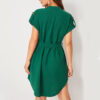 V-neck Short Sleeve Dress With Belt Summer Fashion Bowknot Dresses For Women Clothing