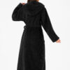 RONGTAI Womens Hooded Robe Long Plush Fleece Bathrobe With Pockets Nightwear S-XXL