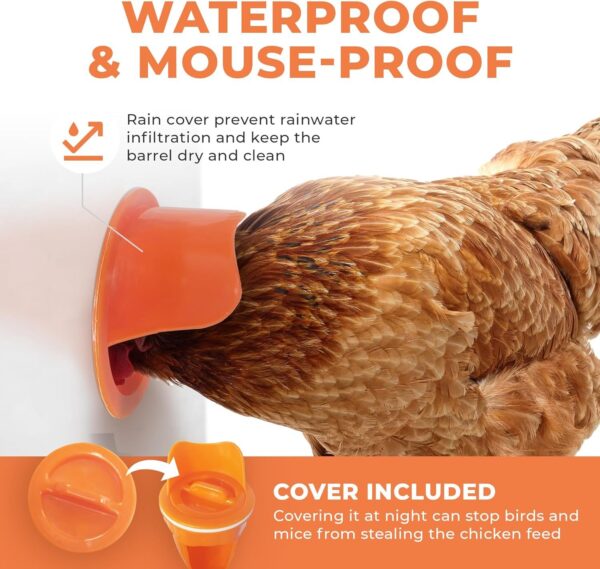 eba50bc6-b62a-4f0f-ad04-03b14f9e5428.jpg Durable Chicken Feeder Rain Proof Poultry Feeder Port Gravity Feed Kit For Buckets, Barrels, Bins, Troughs, Easy Clean - 6 Pack With Hole Saw For Easy Installation