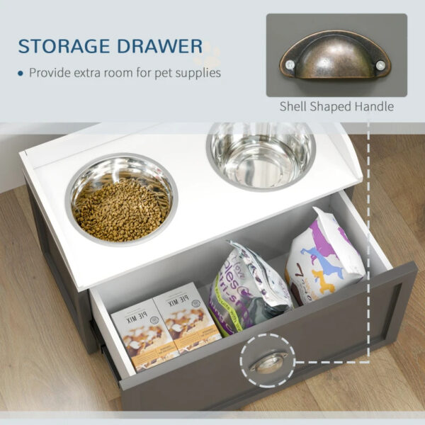 ec269cd2-be10-43cd-b1d4-571208d9c792.jpg Pet Feeding Station Pet Dish Bowl Set With Storage, 2 Elevated Dog Bowls For Large Sized Dogs, Gray