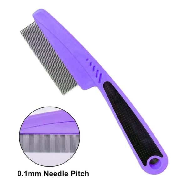 Comb With Rubber Handle, Flea And Tick Combs For Dogs Cats, Fine Tooth Dog Comb For Grooming