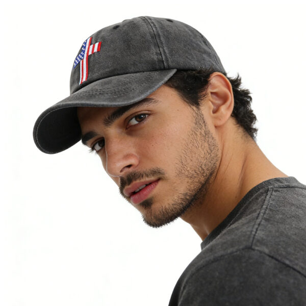 efc60bd1-7fa1-47b3-a3d4-ab3ba5b98ebb.jpg Christian American Flag Cross Baseball Cap Adjustable Embroidered Jesus Hat Patriotic Religious Gift For Men Women