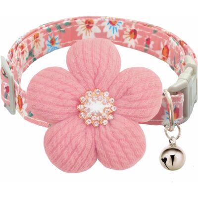 f012bf1e-b804-402c-9eaf-0530bc4bb904.jpg Small Dog Collar With Flower, Spring Dog Collar For Girl Dog Collars For Small Dogs Cute Dog Collar With Bell, Adjustable Length