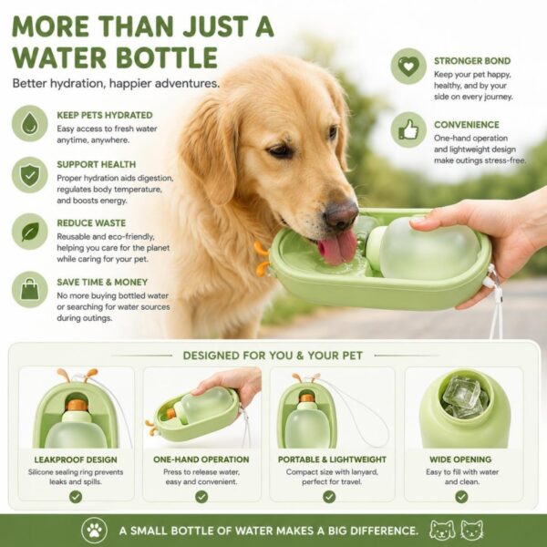 f4595d11-8466-4766-9f91-9738f722f764.jpg Portable Pet Water Bottle With Cute Antlers Food Grade, BPA Free, Leak Proof Travel Cup For Dogs, Durable, Easy-to-Clean Outdoor Water Dispenser With Lanyard.