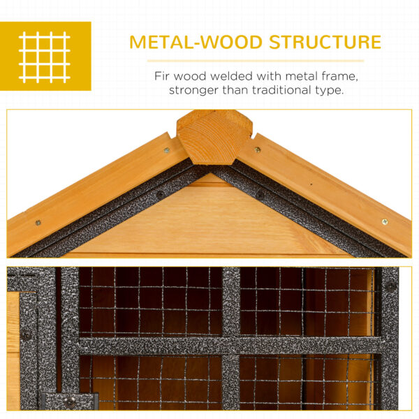 f471875a-7cb8-459a-a7e7-f26ff10e50c4.jpg Outdoor Rabbit Cage Elevated Pet House W/ Slide-Out Tray, Natural Wood & Black