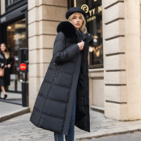 f47a6808-2fb0-4b33-82e0-4322b1c65771.jpg Winter Slim Long Jacket With Fur Hood And Belt Fashion Solid Hooded Coat Warm Clothing For Women