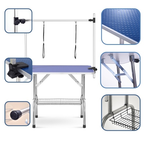 f49822b1-5647-48f5-8dd9-5a11f0ce2d51.jpg 36 Inch Folding Dog Pet Grooming Table Heavy Duty Stainless Steel Pet Dog Cat Grooming Table