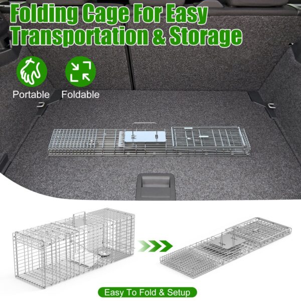 f866bf8d-119c-435d-9503-e3ad55a6d469.jpg 1Pc Humane Cat Trap Cage With Gloves Catch Release Live Animal Rodent Cage Collapsible Galvanized Wire For Raccoons Beavers Groundhogs Foxes Armadillos