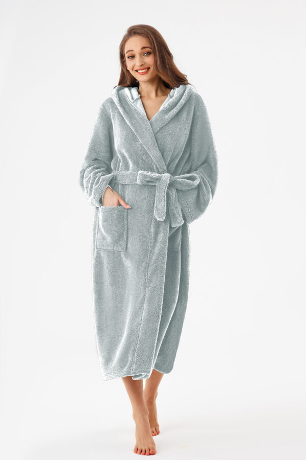 fa14c8fe-0f7d-44c2-a7c3-f8d451b71b0e.jpg RONGTAI Womens Hooded Robe Long Plush Fleece Bathrobe With Pockets Nightwear S-XXL