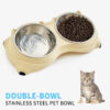 Double Stainless Steel Pet Bowl Set, Macaron Colors, Non-Slip Base And Easy To Clean For Cats And Dogs, Indoor And Outdoor Use