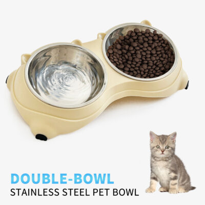 fd28e476-ff41-4aea-9fd9-84fb7cb1e985.jpg Double Stainless Steel Pet Bowl Set, Macaron Colors, Non-Slip Base And Easy To Clean For Cats And Dogs, Indoor And Outdoor Use