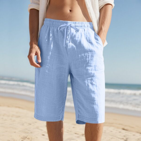 fd2d566e-1040-45af-a2fb-0f1c23135130.jpg New Linen Drawstring Elastic Waist 34 Casual Shorts Men