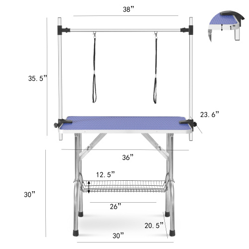 fd2e2a5c-905a-4e0e-bbd4-396e978e5709.jpg 36 Inch Folding Dog Pet Grooming Table Heavy Duty Stainless Steel Pet Dog Cat Grooming Table
